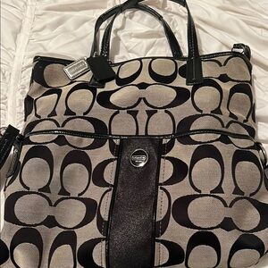 Coach Black and Gray Monogram Tote, brand new never been used